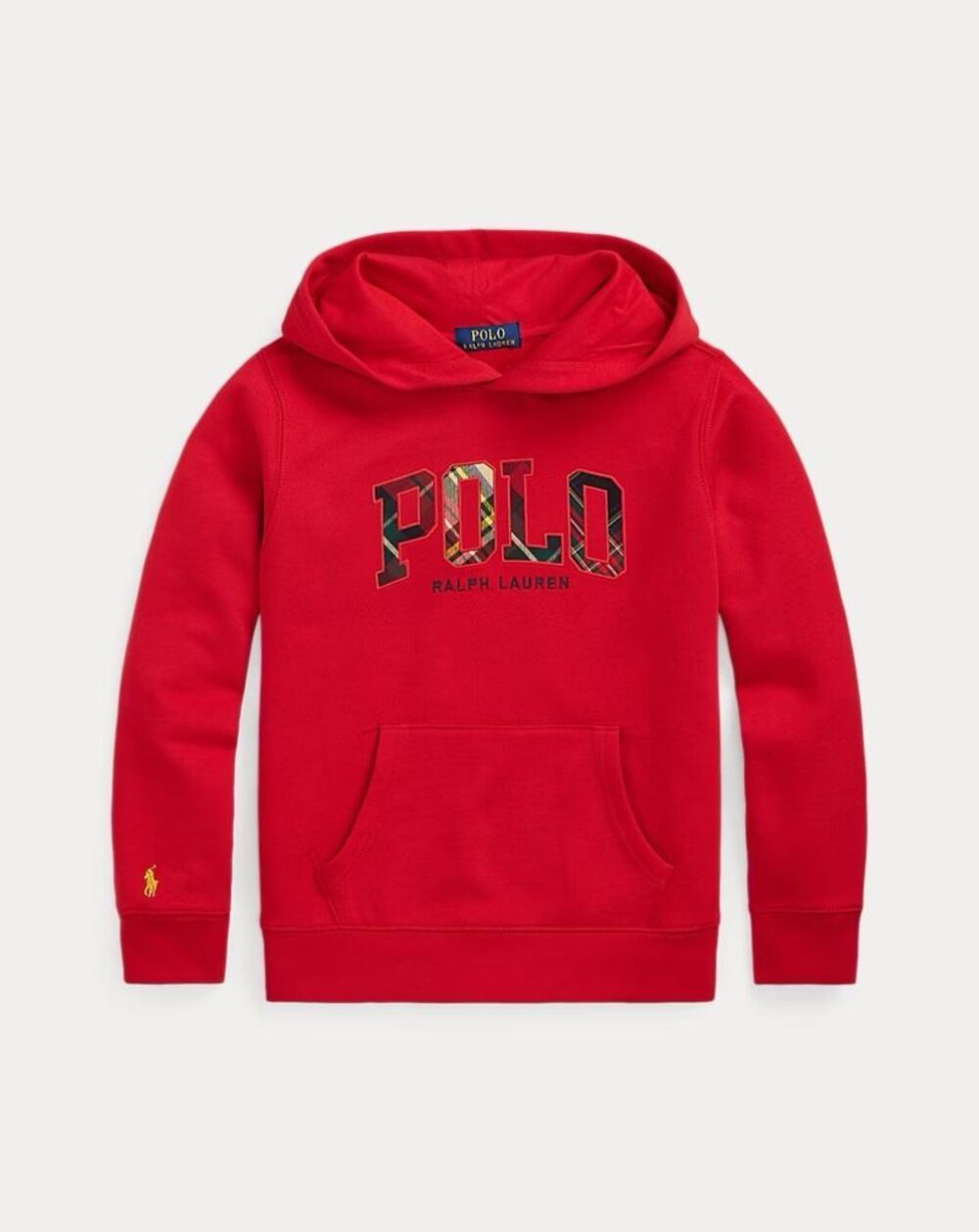 Polo Ralph Lauren Plaid-Logo Fleece Hoodie NWT Size 4 in Red